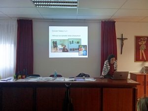 Carmen Gándara en el colegio Luis Amigó de Pamplona